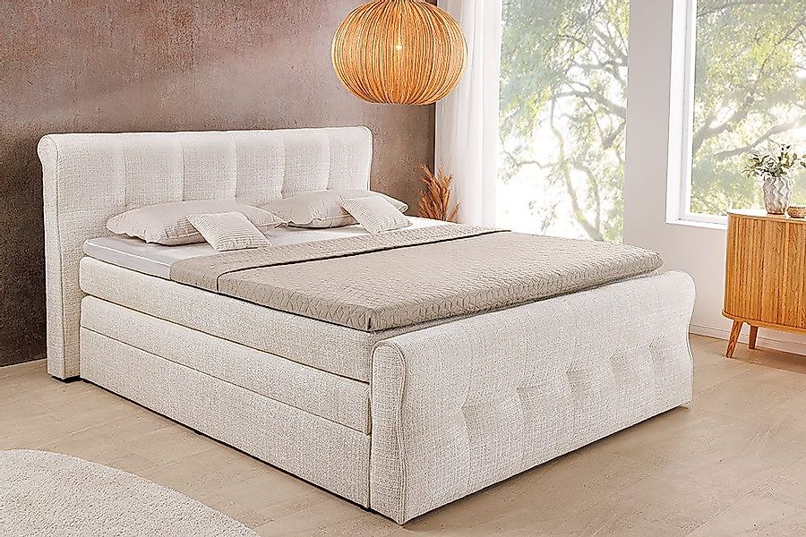 riess-ambiente Boxspringbett SIGNUM 180x200cm beige Chenille günstig online kaufen
