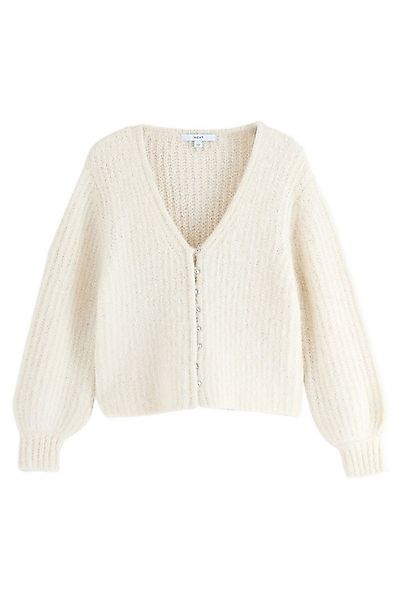 Next Strickjacke Relaxed Fit Strickjacke mit Kristallknopf (1-tlg) günstig online kaufen