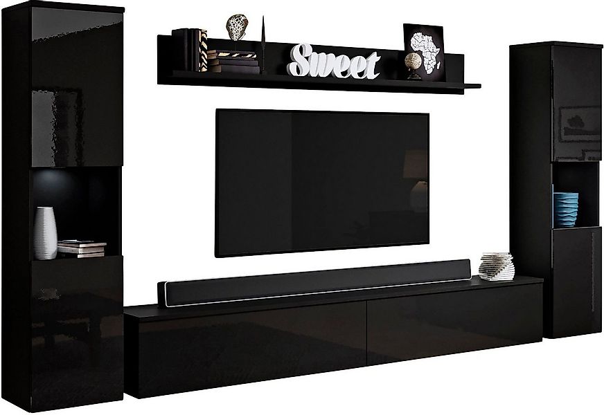 OTTO home Wohnwand PARIS, Vitrine Türanschlag links/rechts wechselbar, (Kom günstig online kaufen