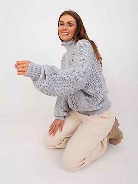 Selenzia Strickpullover Damen Oversized Sweatshirt Pullover Stehkragen Hood günstig online kaufen