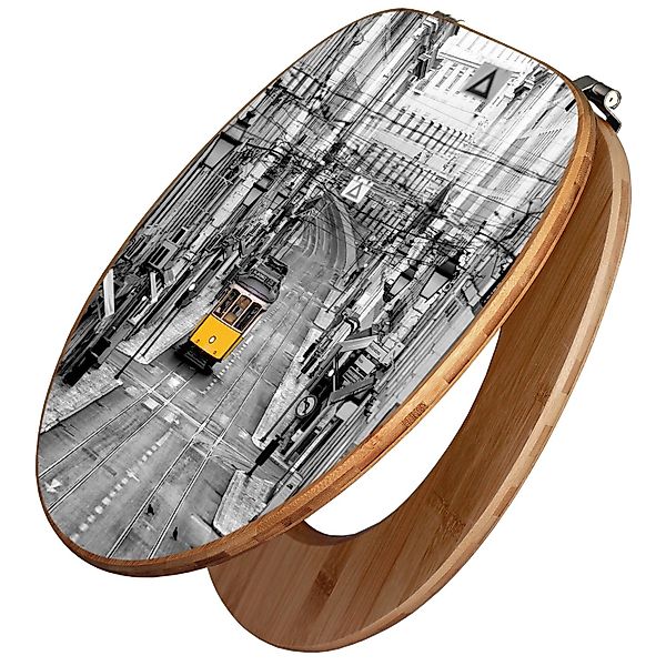 Banjado Design WC Sitz Bambus Toilettendeckel Toilettensitz Bambus Holz Klo günstig online kaufen