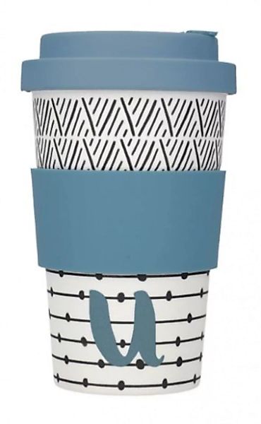 Kaffeebecher Alfabet U 410 Ml Bambus Weiß/hellblau günstig online kaufen
