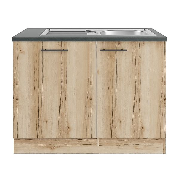 OPTIFIT Livorno290 Küchen-Spülenschrank-Set Wildeiche Nachbildung günstig online kaufen