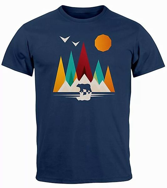 Neverless Print-Shirt Herren T-Shirt Berge Bär Natur Polygon Outdoor Prints günstig online kaufen