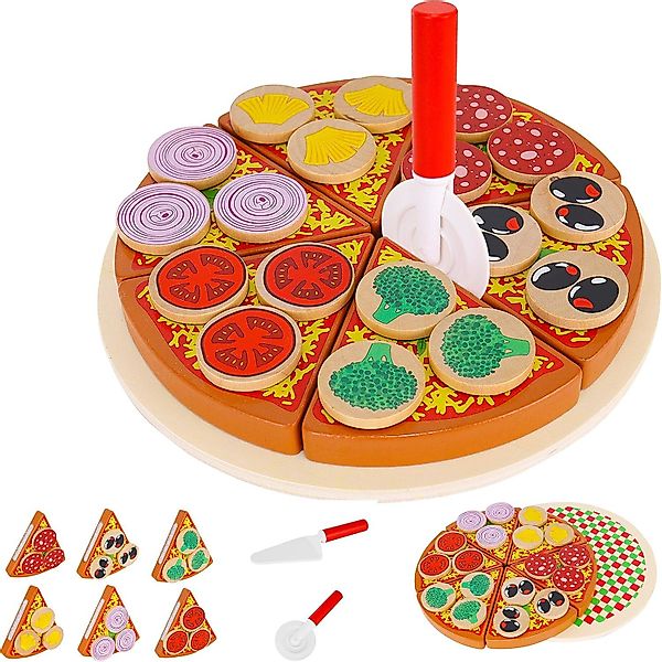 KRUZZEL Spielküche Pizza-Set aus Holz für günstig online kaufen