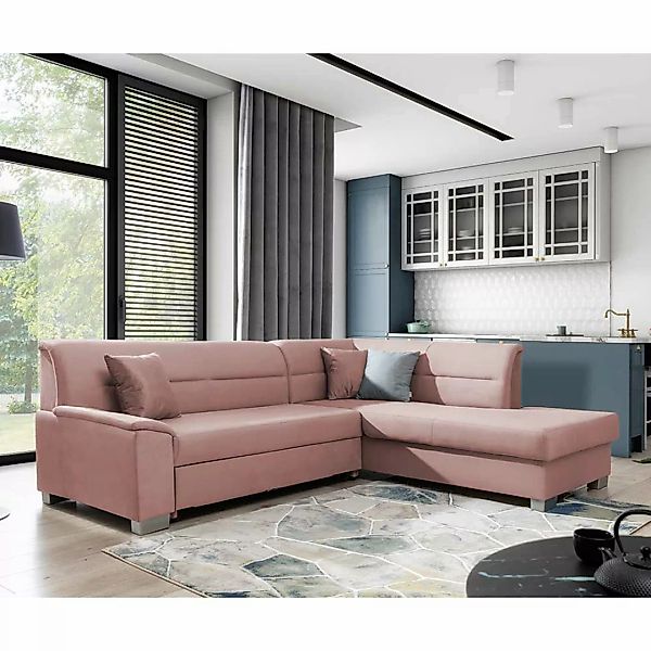 Ecksofa Sofaecke mit Schlaffunktion in Altrosa günstig online kaufen