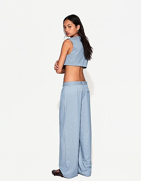 Bershka Cropped-Weste Damen L Blau günstig online kaufen