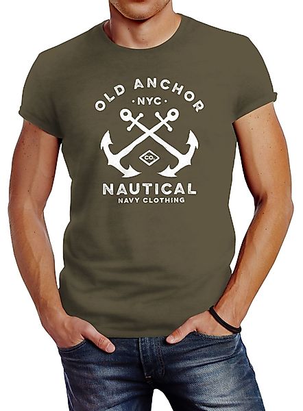 Neverless Print-Shirt Herren T-Shirt gekreuzte Anker günstig online kaufen