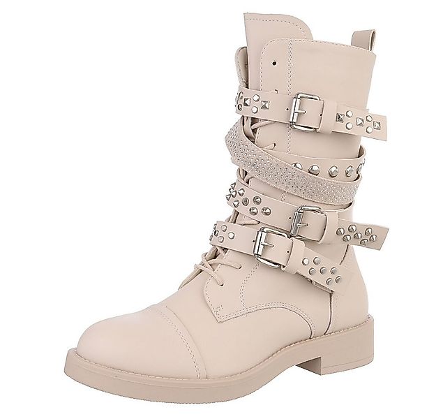 Ital-Design Rockige Boots mit Schnallen und Nieten für Damen Stiefelette (9 günstig online kaufen