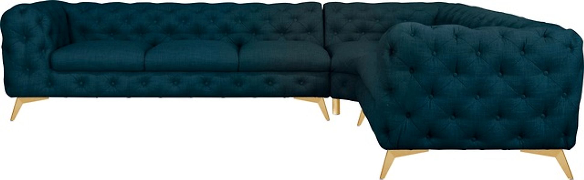 Leonique Chesterfield-Sofa »Ecksofa GLYNIS L-Form mit Wellenunterfederung, günstig online kaufen