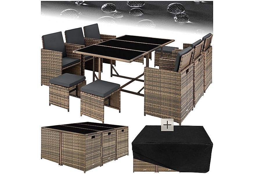 tectake Sitzgruppe Rattan-Lounge Malaga - Platzsparendes Würfelsystem mit H günstig online kaufen