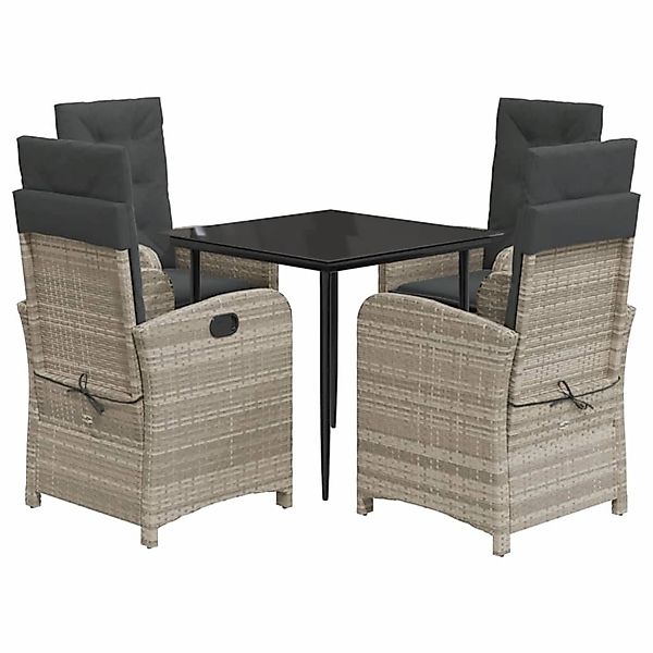 vidaXL 5-Tlg Garten-Essgruppe mit Kissen Hellgrau Poly Rattan 3212411 günstig online kaufen