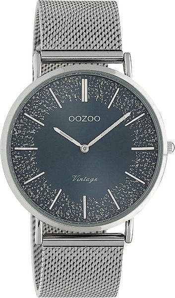 OOZOO Quarzuhr Vintage Damenuhr C20134 Blau Glitzer-ZB Milanaiseband 40 mm günstig online kaufen