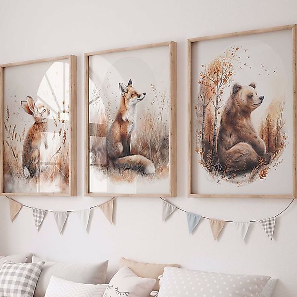 WANDKIND Poster Waldtiere Bär Fuchs Hase günstig online kaufen