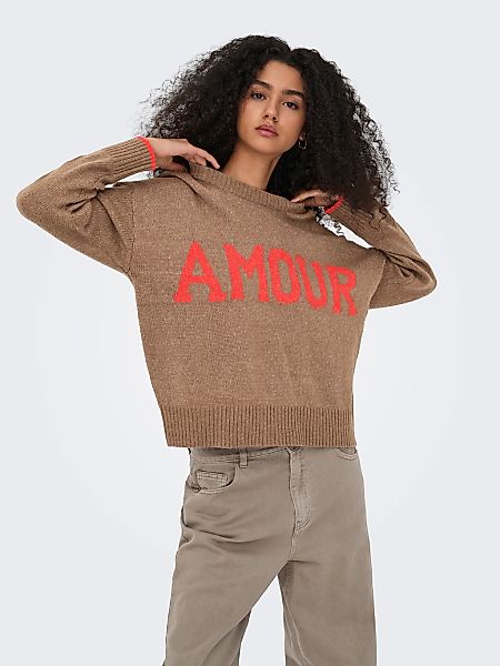 ONLY Rundhalspullover "ONLNEW AMOUR LS TEXT O-NECK CS KNT" günstig online kaufen