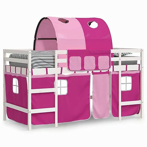 vidaXL Bett Kinderhochbett mit Tunnel Rosa 80x200 cm Massivholz Kiefer günstig online kaufen