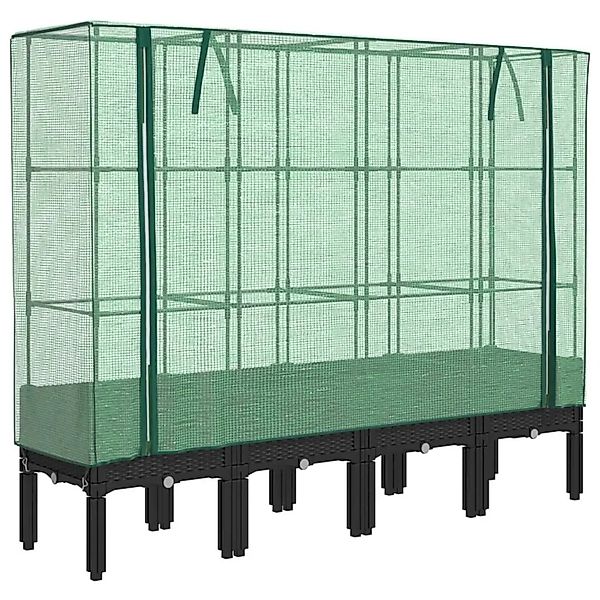 vidaXL Hochbeet mit Gewächshaus-Aufsatz Rattan-Optik 160x40x140 cm 4015821 günstig online kaufen