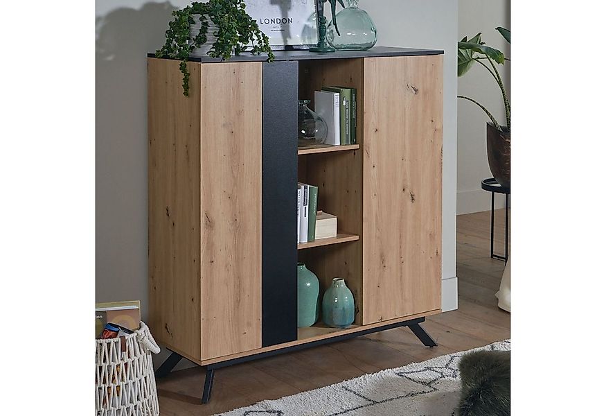 FINEBUY Highboard FB86840 Sideboard 110x125x40 cm MDF Eiche Dekor Kommode A günstig online kaufen