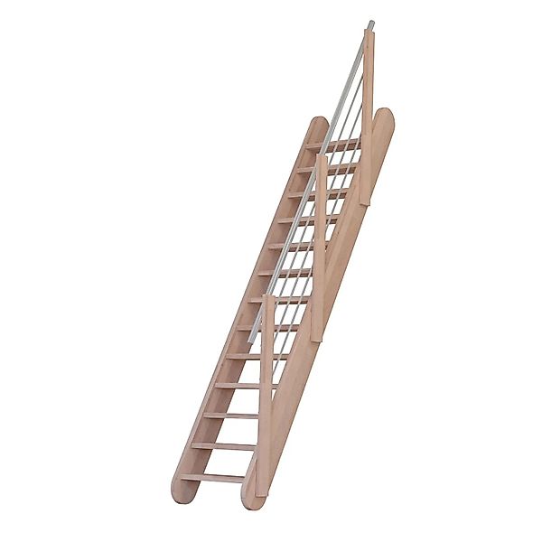 StarWood Treppe Samos Buche Holz-Edelstahl-Geländer Ganze Stufen FSC® günstig online kaufen