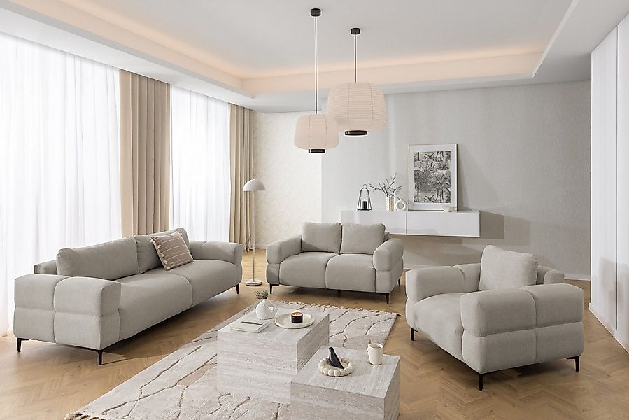 S-Style Möbel Polstergarnitur 3+2+1 Cardea in Bubble-Optik aus weichem Stru günstig online kaufen