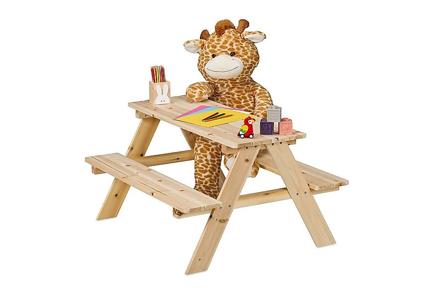 relaxdays Garten-Kindersitzgruppe Kindersitzgarnitur aus Holz, natur günstig online kaufen