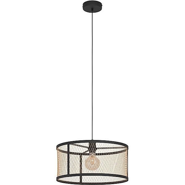 Eglo Pendelleuchte Dellow 1-flammig Ø 45 cm Schwarz-Messing günstig online kaufen