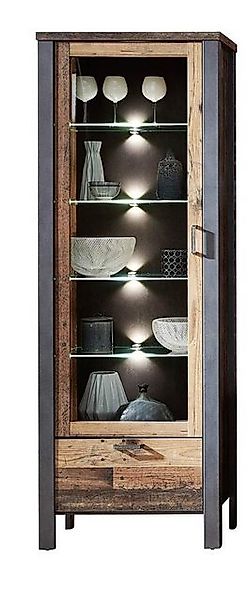 Innostyle Vitrine Vitrine CARDIFF 1-türig mit LED Beleuchtung - Vintage Sty günstig online kaufen