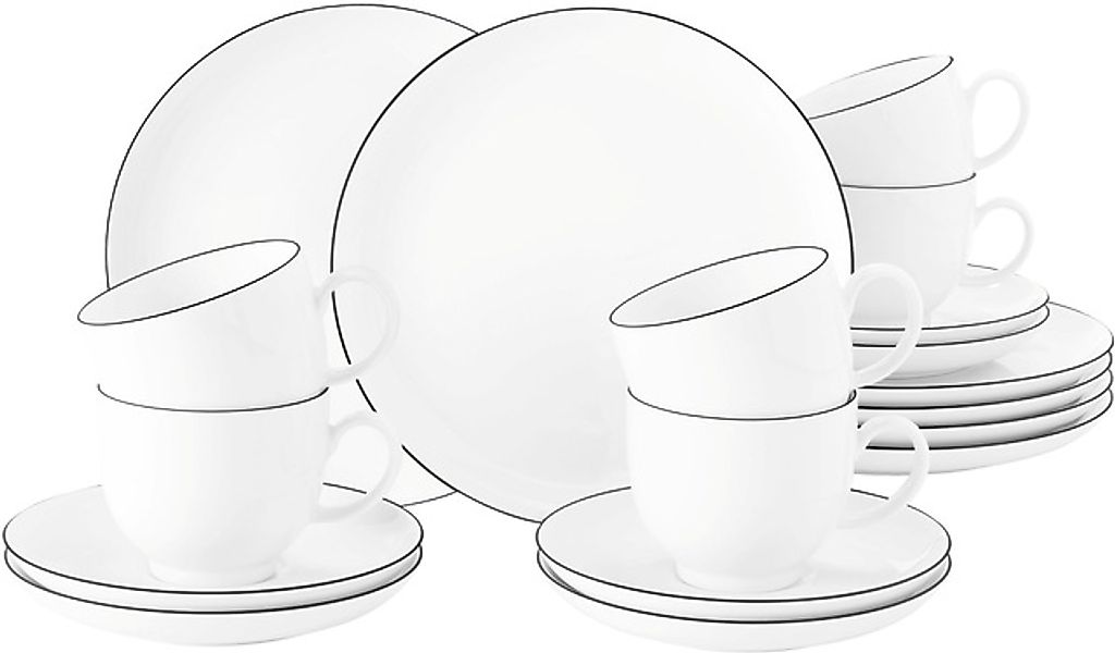 Seltmann Weiden Kaffeeservice »Geschirr-Set, Service Lido Black Line«, (Set günstig online kaufen