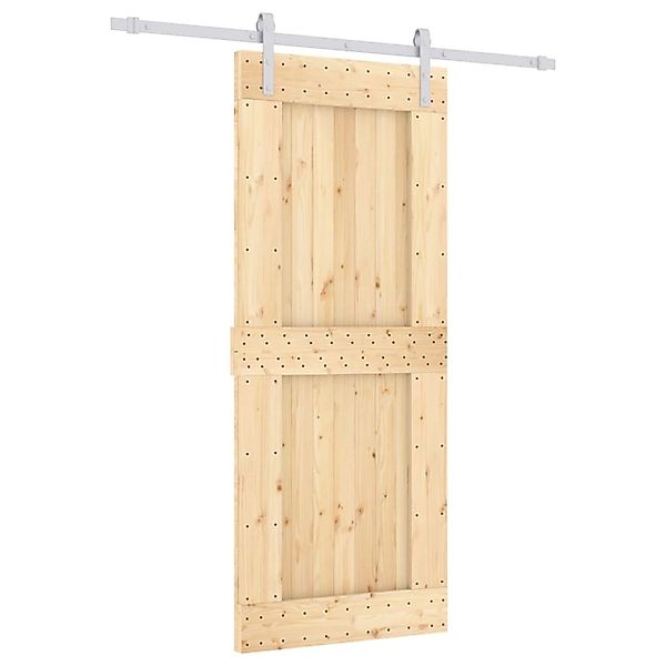 vidaXL Schiebetür mit Beschlag 85x210 cm Massivholz Kiefer 3203014 günstig online kaufen
