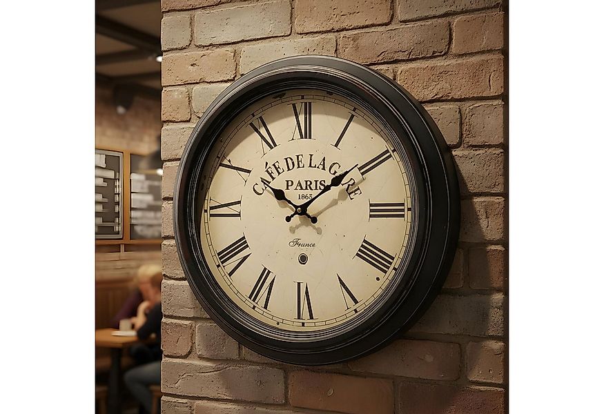 Levandeo® Wanduhr (Wanduhr XXL 47cm Metall Frankreich France Paris Café Nos günstig online kaufen