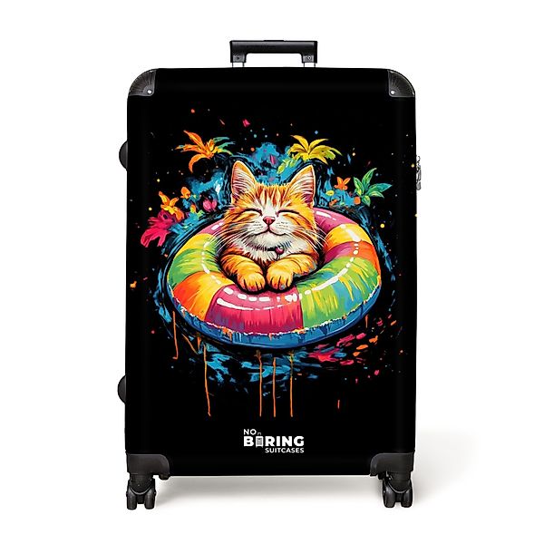 NoBoringSuitcases.com© Hartschalen-Trolley Sommerkatze mit buntem Schwimmba günstig online kaufen