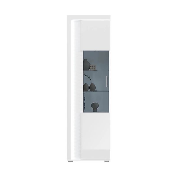 ebuy24 Skylight Vitrinenschrank 1 Tür mit Licht Hochglanz Weiß Glas Grau We günstig online kaufen