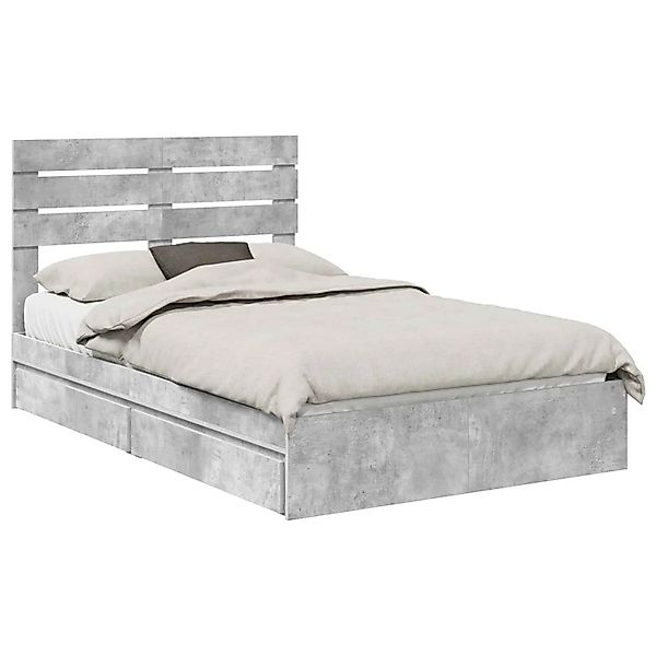vidaXL Stauraumbett Betongrau 135 x 190 cm Holzwerkstoff 3411576 günstig online kaufen