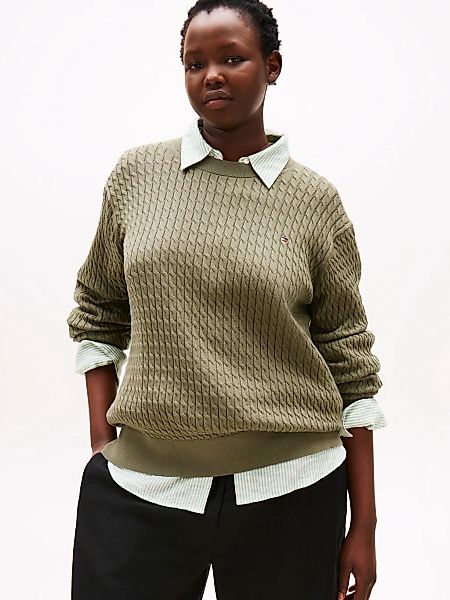 Tommy Hilfiger Curve Strickpullover "CRV CO CABLE FINE GG C-NK LS SWT", in günstig online kaufen