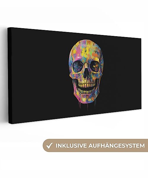 OneMillionCanvasses® Leinwandbild Panorama Pinselstriche - Totenkopf günstig online kaufen