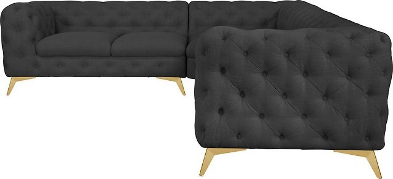 Leonique Chesterfield-Sofa "Ecksofa GLYNIS L-Form mit Wellenunterfederung, günstig online kaufen