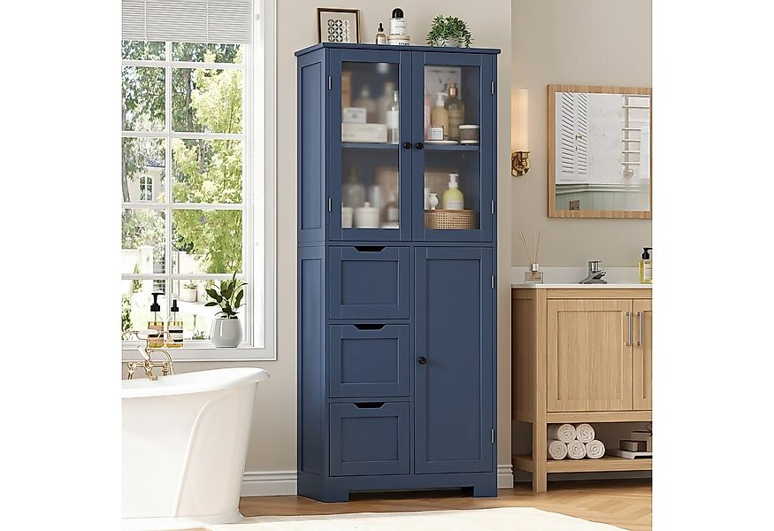 HOMECHO Hochschrank Badezimmerschrank mit 3 Türen und 3 Schubladen günstig online kaufen