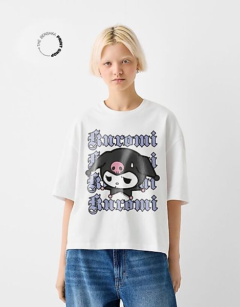 Bershka Cropped-T-Shirt Kuromi Im Boxy-Fit Mit Kurzen Ärmeln Damen Xl Weiss günstig online kaufen