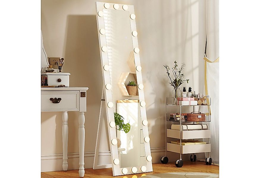 HOMCOM Standspiegel mit 24 Glühbirnen, 3 Lichtfarbe, Touch-Schalter, Memory günstig online kaufen