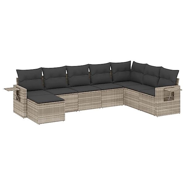 vidaXL 8-Tlg Garten-Sofagarnitur mit Kissen Hellgrau Poly Rattan 3252899 günstig online kaufen