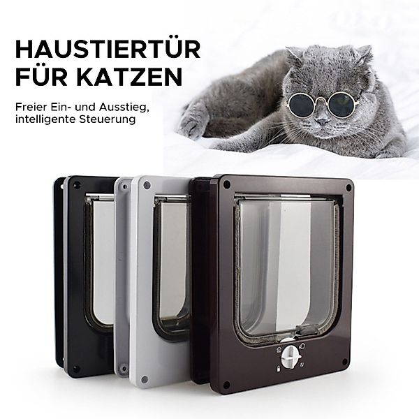 Refttenw Katzenklappe Sicherheits-Haustier-Tür mit 4-Wege-Schloss,Katzentür günstig online kaufen