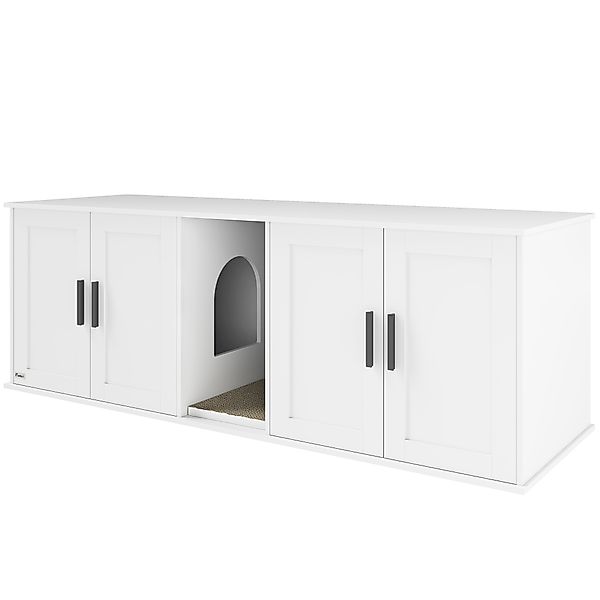 PawHut Katzenklo-Schrank Katzenhaus mit Tür Trennwand Katzentoilette Katzen günstig online kaufen