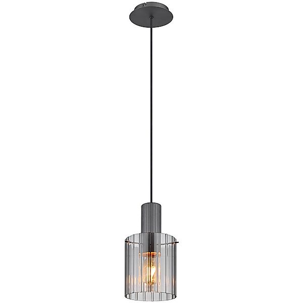 GLOBO Pendelleuchte TULIVAR 15904HS schwarz dunkelgrau Rauch Glas Textil Me günstig online kaufen