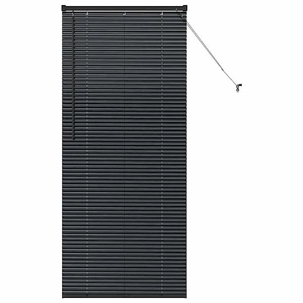 vidaXL Balkenjalousien mit Vorhängen Schwarz 175 x 70 cm Aluminium 42006141 günstig online kaufen