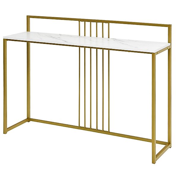 COSTWAY Konsolentisch, Marmoroptik, goldfarbenes Metallgestell, 120cm günstig online kaufen