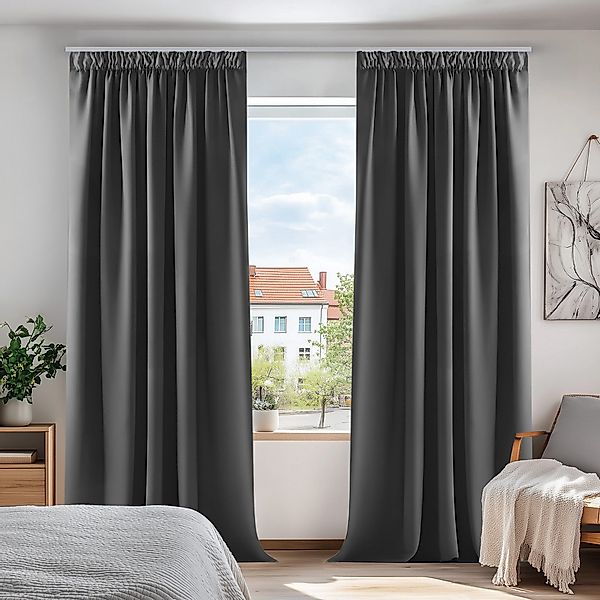 Deconovo Verdunkelungsvorhang Gardinen mit Kräuselband Blickdicht günstig online kaufen