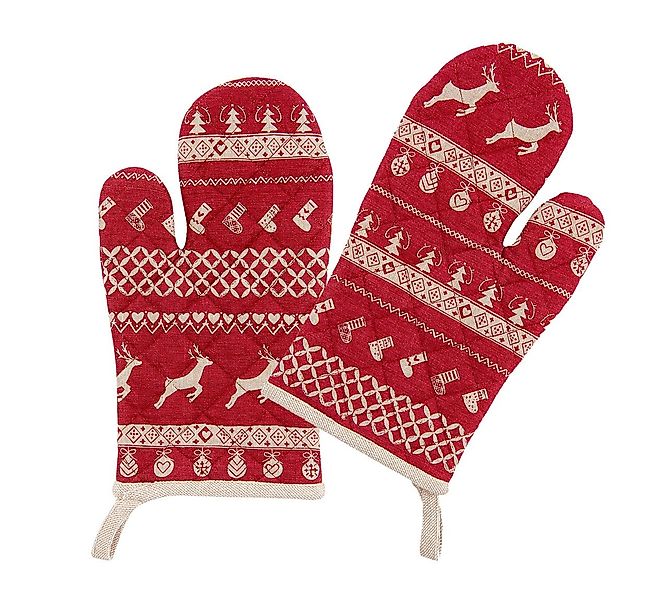 Clayre & Eef Topfhandschuhe 1Paar Ofenhandschuhe Topfhandschuhe Nordic Chri günstig online kaufen