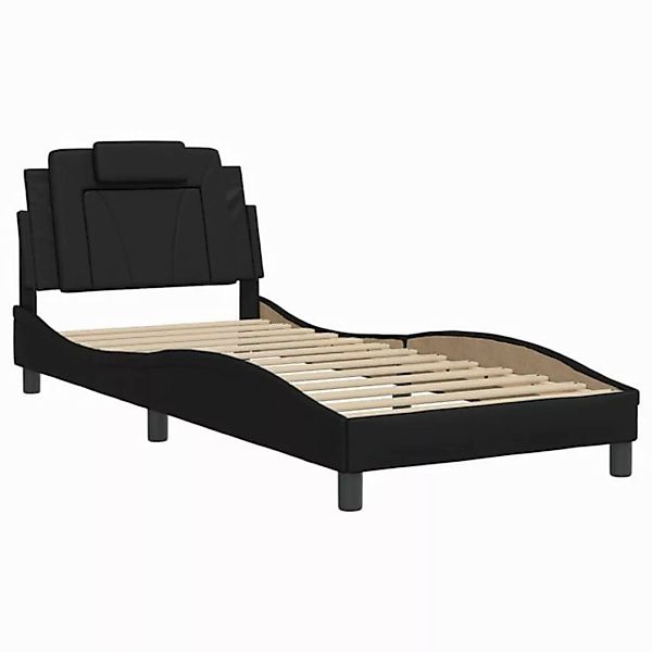 vidaXL Bett Bettgestell mit Kopfteil Schwarz 80x200 cm Kunstleder günstig online kaufen