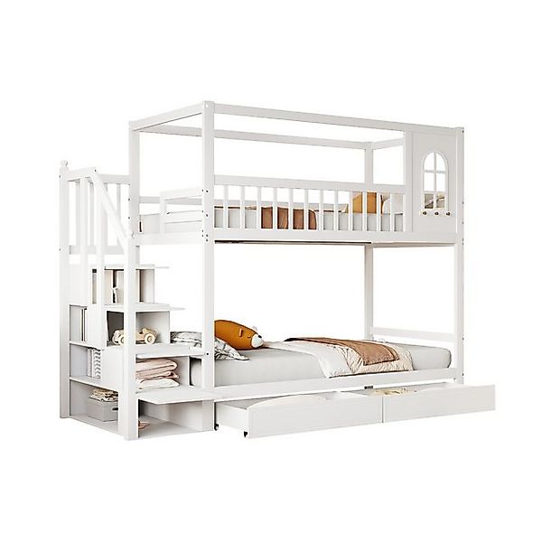 Gotagee Kinderbett Etagenbett Massivholz Doppelbett 90x200cm Jugendbett Hol günstig online kaufen