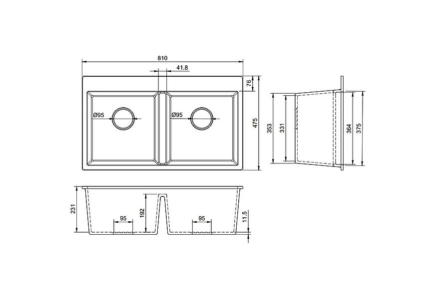 QLS Küchenspüle Elle 2.0, Granit-Spülbecken, Doppelbecken Küchenspüle Einba günstig online kaufen